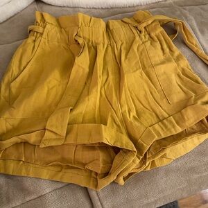 La Hearts High Waist Yellow Shorts